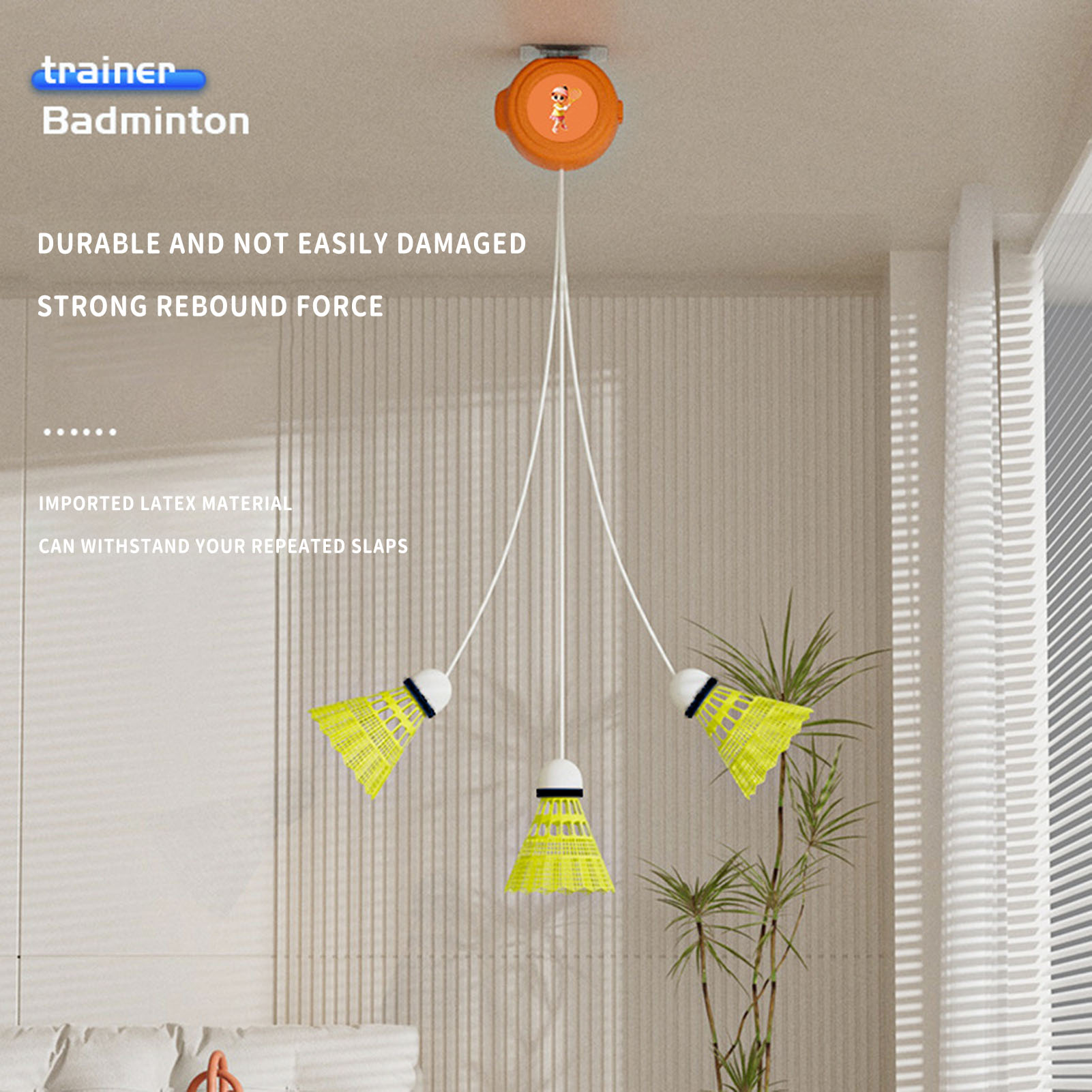 Badminton Rebound Trainer - Entraîneur de badminton rétractable automatique, rebondisseur